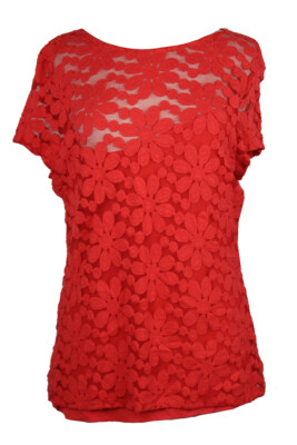 Inc International Concepts Coral Lace Illusion Top XL