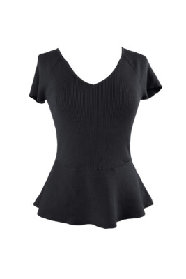 

Черный свитер с короткими рукавами и баской Inc International Concepts