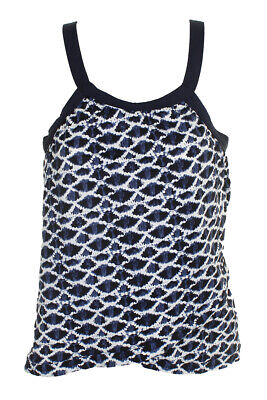 

Swim Solutions Indigo White Перекрещенный топ танкини на косточках с принтом, Navy