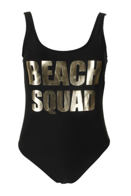 Слитный купальник с принтом California Waves Black Gold Beach Squad M