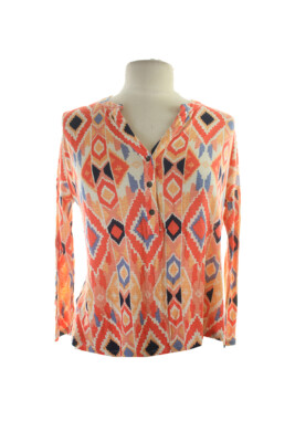 

Футболка Lucky Brand Cora Multi Geo-Print Henley Top, Коралл