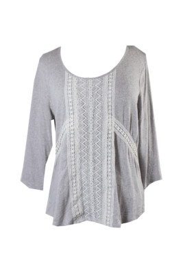 

Ny Collection Petite Grey Lace High-Low Top