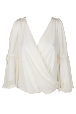 

Inc International Concept Windsor White TieSleeve ColdShoulder Surplice Blouse, Цвет слоновой кости