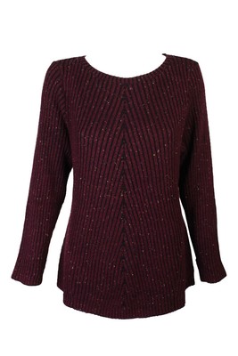 

Style - Co Бордовый свитер Heather Directional в рубчик с круглым вырезом  XS, Burgundy