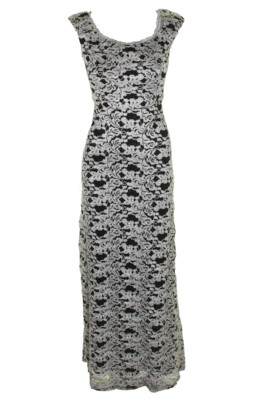 

Черно-белое блестящее кружевное платье без рукавов RM Richards, Черный