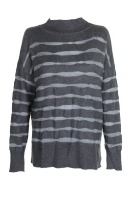

Vince Camuto Heather Grey Свитер с длинными рукавами в полоску с воротником под горло