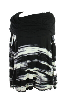 

Kensie New Black Grey Топ с длинными рукавами и воротником-хомутом с принтом  $79, Черный