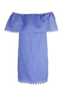 

Kensie Baby Blue Платье прямого кроя с открытыми плечами и люверсами, Синий