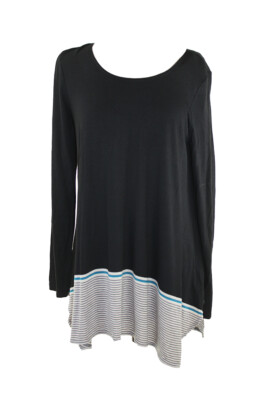 

Studio  Новая черно-серая туника с длинными рукавами и полосой с каймой  $78, Черный