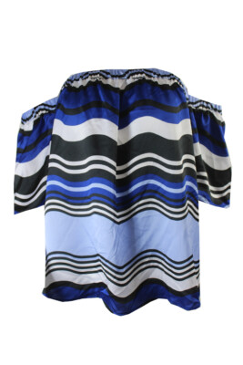 Inc International Concepts Blue Black Of The Shoulder Striped Top S