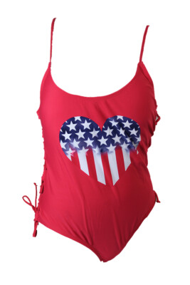 

Слитный купальник California Waves Red Heart на шнуровке, Красный