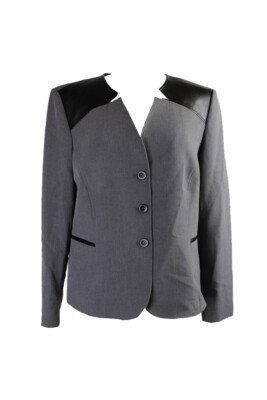

Серый блейзер без воротника Tahari Asl Pleather-Tim, Grey