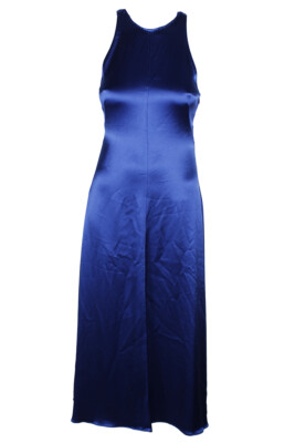 

Jill Jill Stuart Королевское синее атласное платье до щиколотки с открытой спиной, Синий