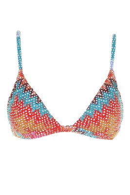

Красный бикини-топ с треугольными чашечками и принтом Heidi Kulm Swim Red