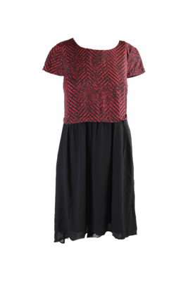 Красное черное платье Kensie без рукавов с узором шеврон в крапинку XS