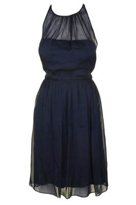 

Темно-синее шифоновое платье трапециевидной формы Adrianna Papell без рукавов Illusion, Navy