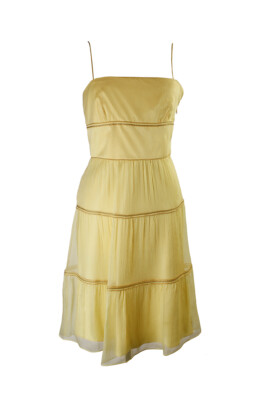 

Laundry By Shelli Segal Платье Lemon Spaghetti Strap с вышивкой и отделкой, Желтый