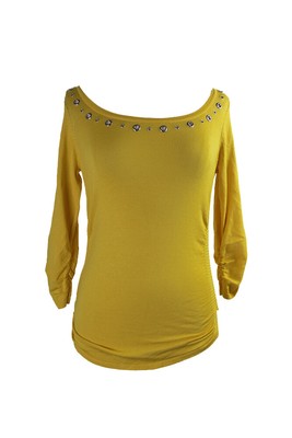 

Ny Collection Желтый свитер со сборками и отделкой на люверсах, Yellow