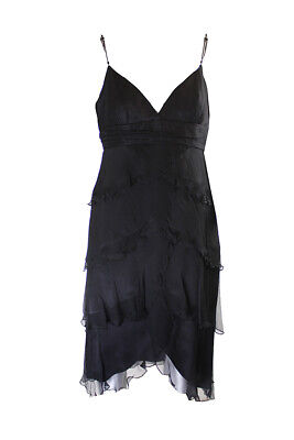 Laundry By Shelli Segal Черное шифоновое платье с бисером и V-образным вырезом на бретелях 10