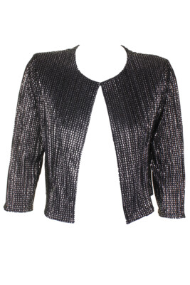 

Jessica Howard Black Gold Metallic Укороченная вечерняя куртка с рукавами 3/4, Золотой