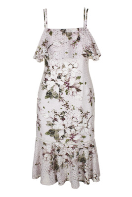 

Rachel Rachel Roy Розовое платье-футляр с разноцветным цветочным принтом на тонких бретелях и оборками, Розовый