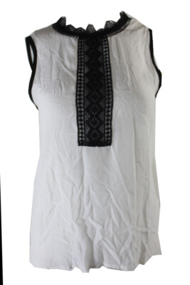 

Yyigal Бело-черная блузка без рукавов с кружевной отделкой, Белый