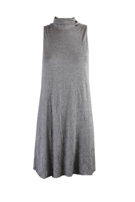 Kensie Grey Heather Свободное платье без рукавов с высоким воротником XS