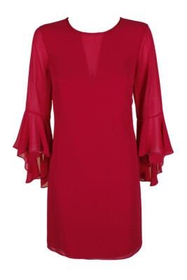 

Шифоновое платье прямого кроя Vince Camuto Dark Fuchsia с расклешенными рукавами