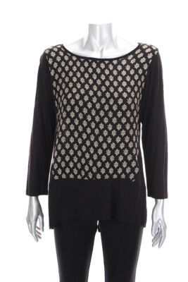 

Lucky Brand New Черный топ с вырезом под горло с принтом  $ 79