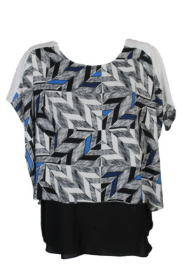 

Alfani Black Blue Windowpane-Print Poncho-Sleeve Блузка Urban Deco, Синий