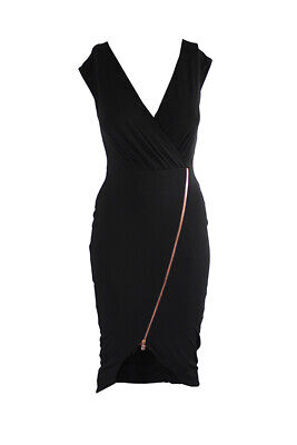 Rachel Rachel Roy Черное трикотажное платье без рукавов с асимметричной молнией XS XS
