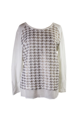 Style & Co. Белый пуловер из фольги с текстурированной отделкой спереди PXL