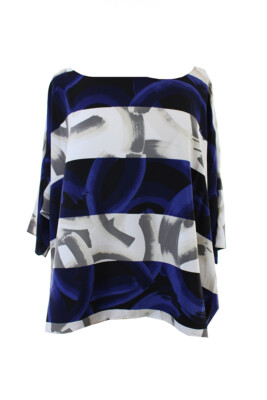 

Alfani New Blue Multi Paint Stroke Print Футболка с рукавом «летучая мышь», Синий