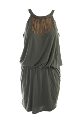 

Thalia Sodi Новое платье Olive Mist без рукавов с бахромой и лямкой на шее
