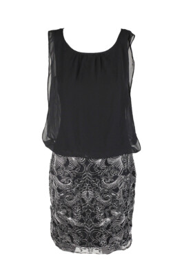 

Черное шифоновое платье-блузон с вышивкой Calvin Klein, Черный