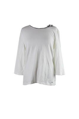 

Tommy Hilfiger Ivory Топ с бантом и рукавами три четверти, Цвет слоновой кости