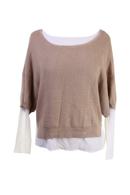 Grace Elements New Warm Taupe Dolman Sweater с длинными рукавами и смешанной техникой M $ 79