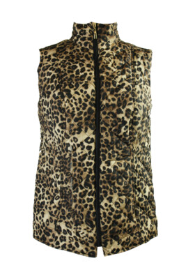 

Стёганый жилет на молнии с анималистическим принтом Charter Club, Коричневый