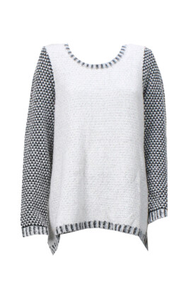 

Style - Co Серый черный свитер с контрастными рукавами High-Low, Grey