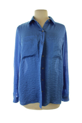 

Michael Michael Kors Новая синяя повседневная сатиновая рубашка с длинными рукавами  $99,5, Синий