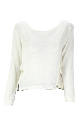 

Свитер с металлическим вырезом Bar Iii цвета слоновой кости с длинными рукавами, Цвет слоновой кости