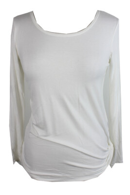 

Белая футболка с вырезом лодочкой Max Studio  с длинными рукавами и завязками по бокам, Белый