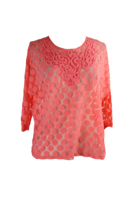 

Кружевной топ Alana Petite Coral с рукавами 3/4, Коралл
