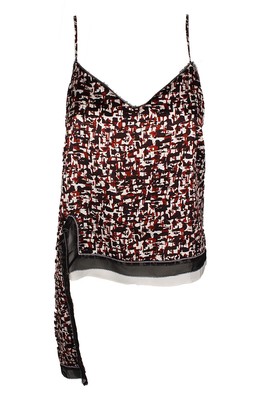 

Dkny Ivory Black Multi High-Low Tank Top, Цвет слоновой кости