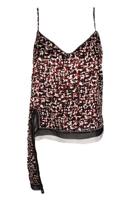 Dkny Ivory Black Multi High-Low Tank Top S