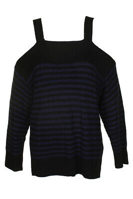 

Свитер Sanctuary Black Blue Striped Amelie с открытыми плечами, Черный