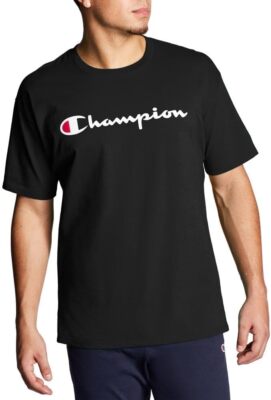 CHAMPION MEN'S ROCHESTER LINEAR CREW NECK T-SHIRT TEE BLACK RETRO NEW BNWT OG