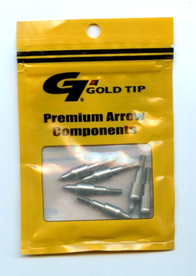 Gold Tip EZ Premium Arrow Components Pull 125 Grain, Glue-In 246 Series, 6 Count