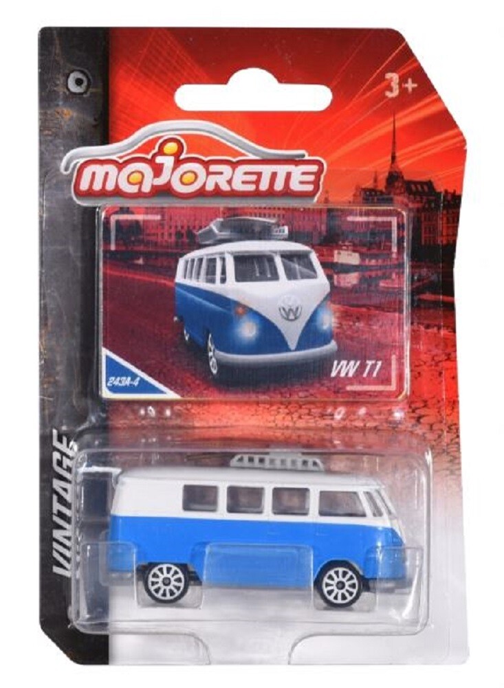 Majorette Vintage VW Volkswagen T1 Bus blue white metal
