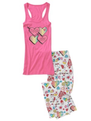 No Boundaries Womens Love Sleep Pants Tank Pajamas Set